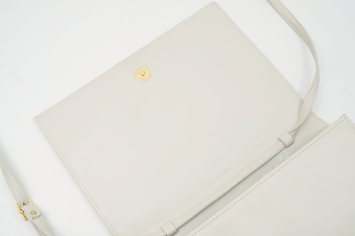 Saint Laurent Shoulder Bag Purse 2way Quilting Leather White Authentic