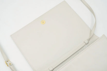 Saint Laurent Shoulder Bag Purse 2way Quilting Leather White Authentic