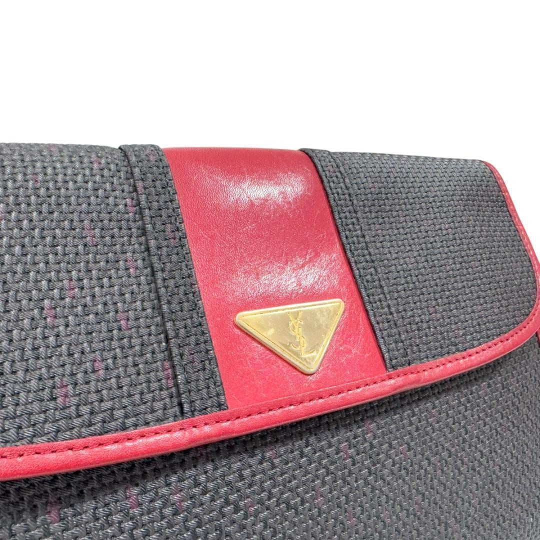 Saint Laurent Clutch Bag Second Bag YSL Cassandra Gray Red Authentic