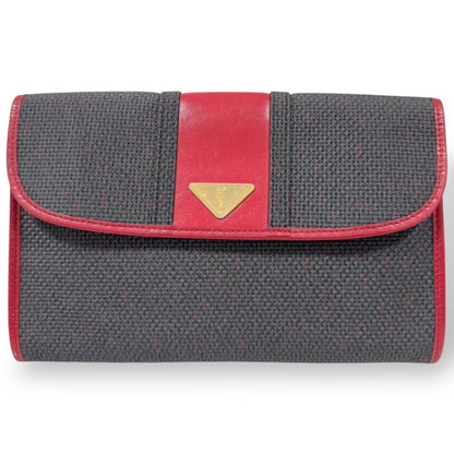 Saint Laurent Clutch Bag Second Bag YSL Cassandra Gray Red Authentic