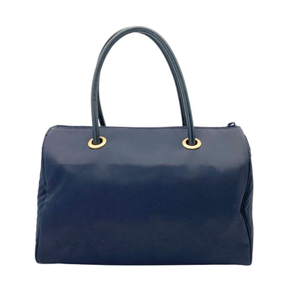Saint Laurent Mini Boston Bag Hand Bag Tote Purse YSL Cassandra Nylon Navy Auth