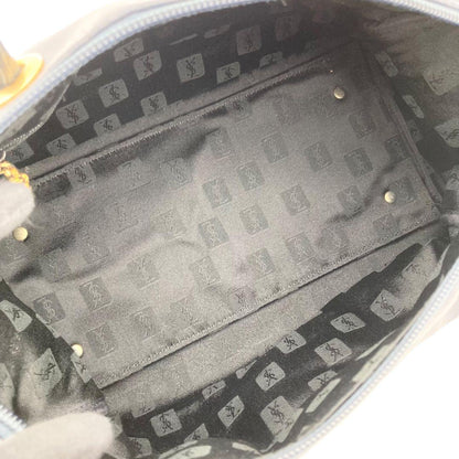 Saint Laurent Mini Boston Bag Hand Bag Tote Purse YSL Cassandra Nylon Navy Auth