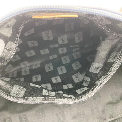 Saint Laurent Mini Boston Bag Hand Bag Tote Purse YSL Cassandra Nylon Navy Auth