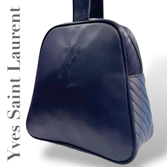 Saint Laurent Hand Bag Tote Purse YSL Cassandra Nylon Navy Authentic