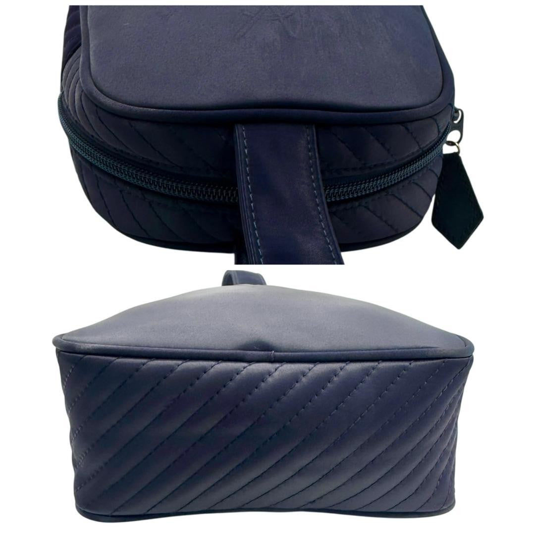 Saint Laurent Hand Bag Tote Purse YSL Cassandra Nylon Navy Authentic