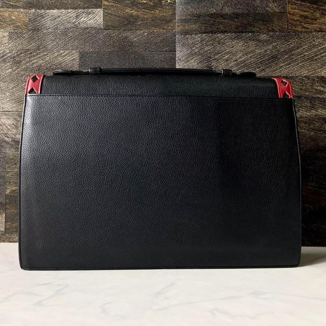 Saint Laurent Hand Bag Tote Purse Leather Black Red Authentic
