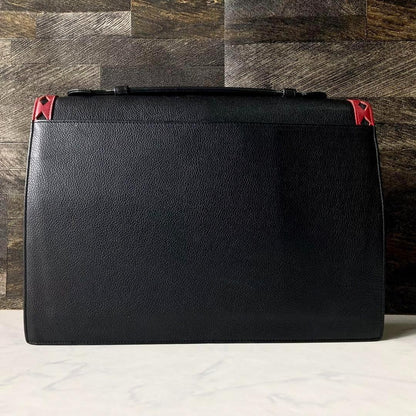 Saint Laurent Hand Bag Tote Purse Leather Black Red Authentic