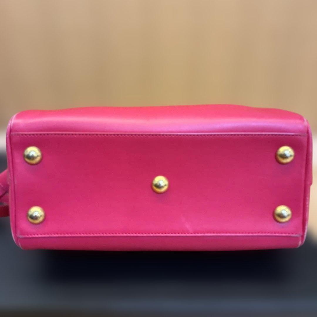 Saint Laurent Shoulder Bag Purse Mini Boston Logo Leather Pink Red Authentic