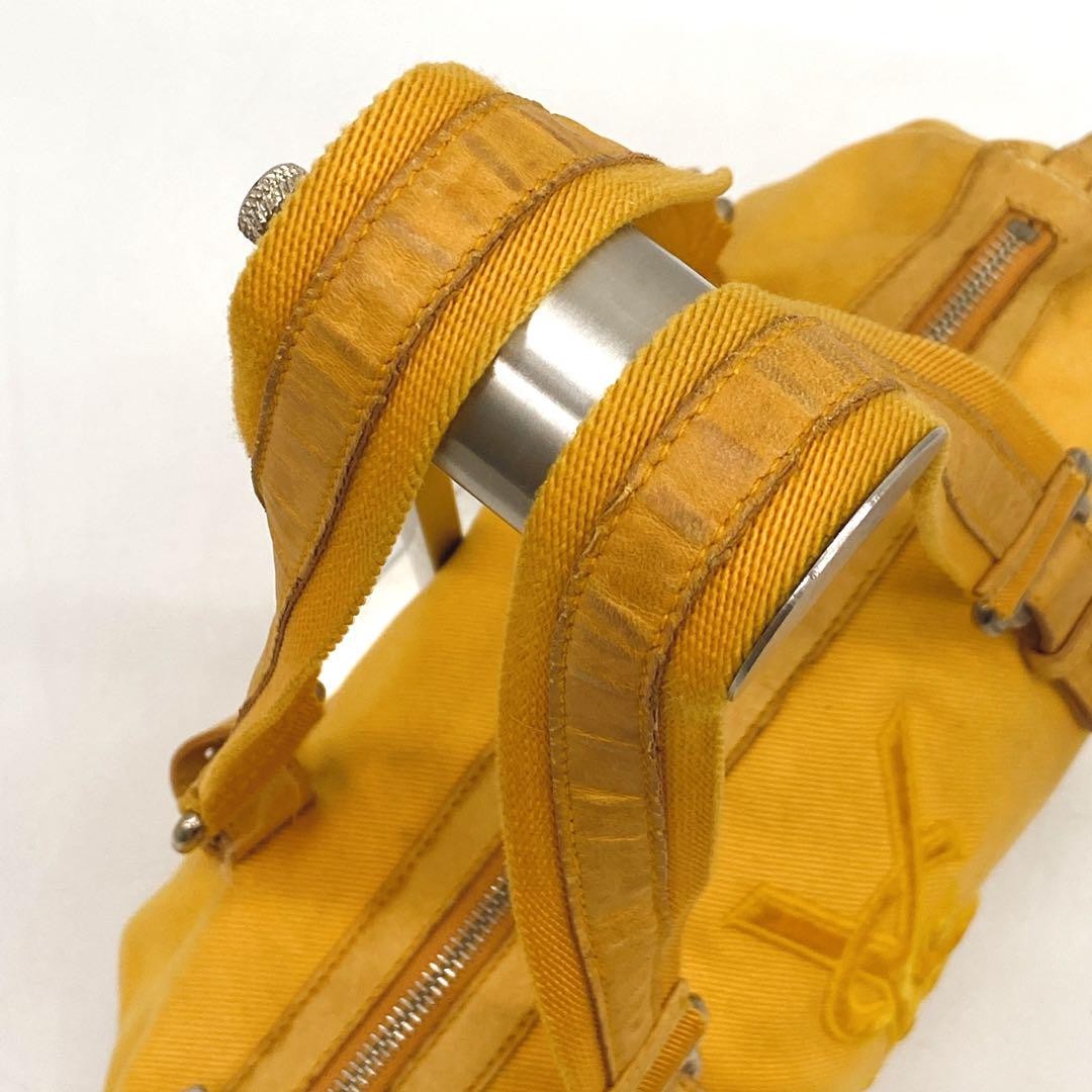 Saint Laurent Mini Boston Hand Bag Purse YSL Cassandra Canvas Leather Yellow