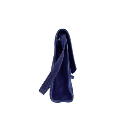 Saint Laurent Shoulder Bag Purse YSL Cassandra Suede Blue Authentic