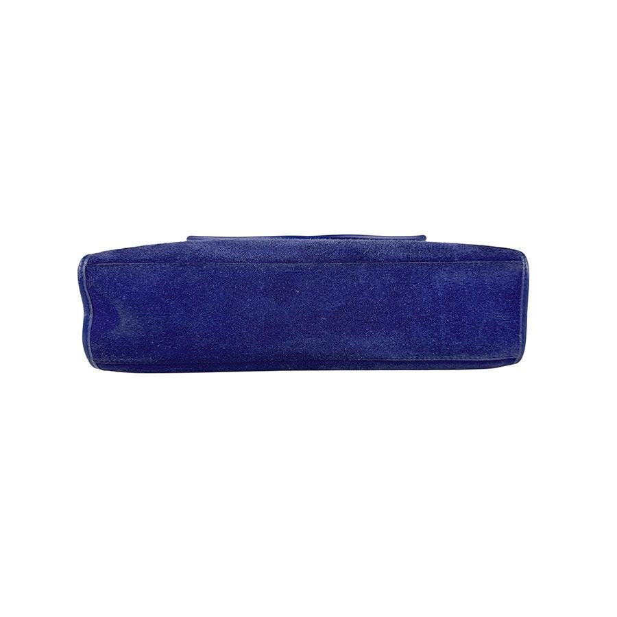 Saint Laurent Shoulder Bag Purse YSL Cassandra Suede Blue Authentic