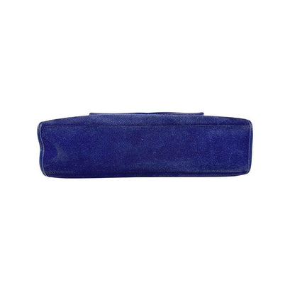 Saint Laurent Shoulder Bag Purse YSL Cassandra Suede Blue Authentic