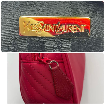 Saint Laurent Hand Bag Tote Purse YSL Cassandra Nylon Red Authentic