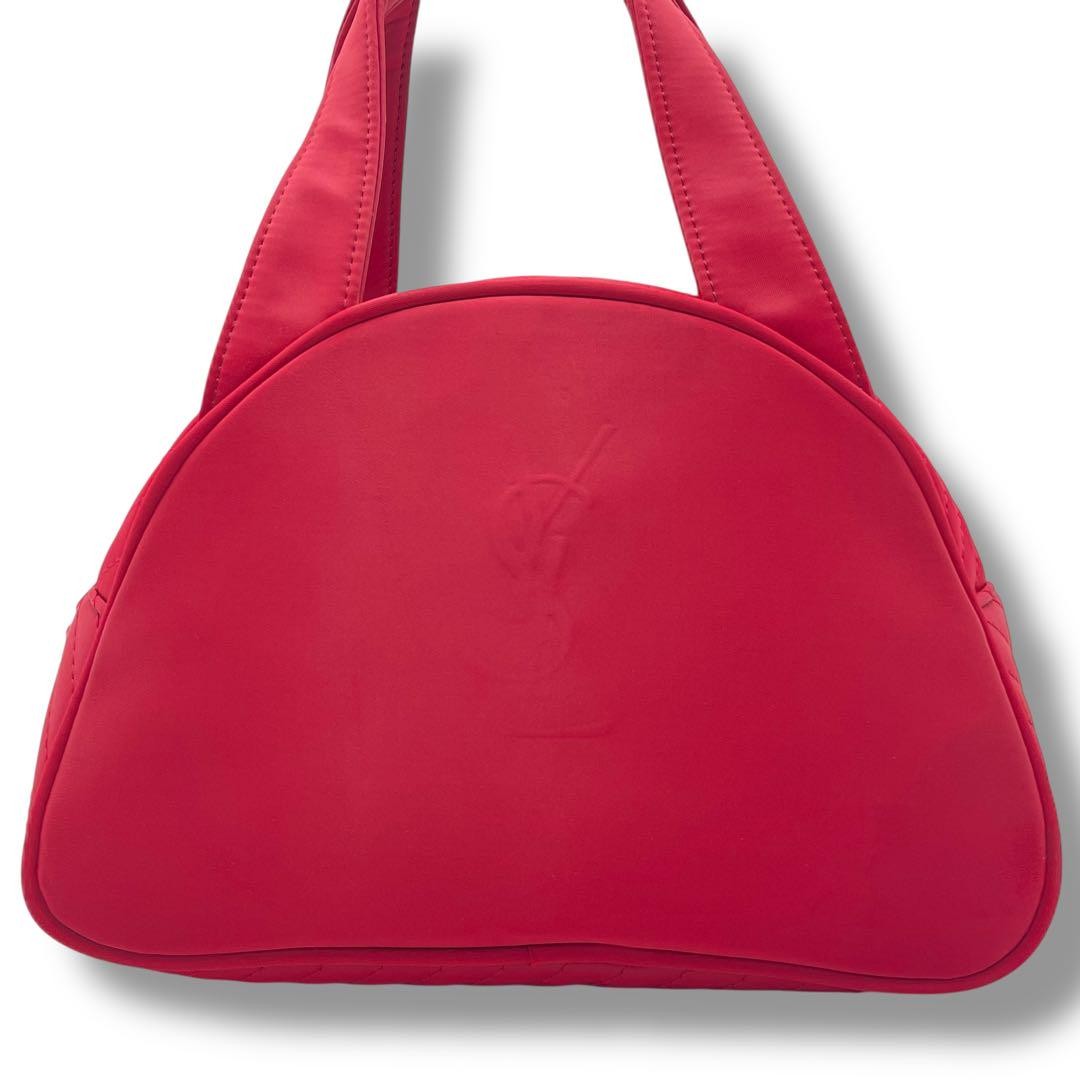 Saint Laurent Hand Bag Tote Purse YSL Cassandra Nylon Red Authentic