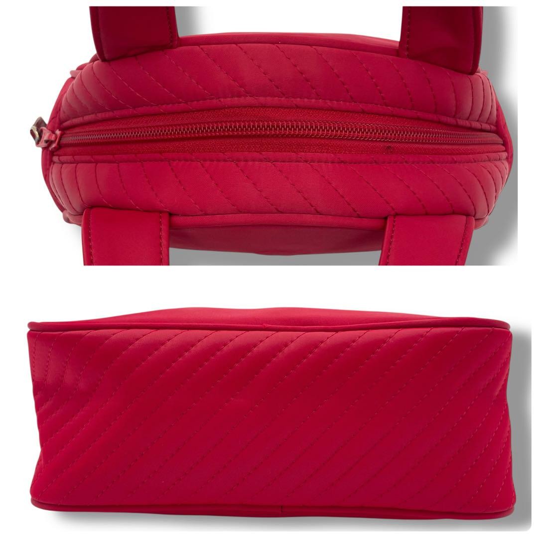 Saint Laurent Hand Bag Tote Purse YSL Cassandra Nylon Red Authentic