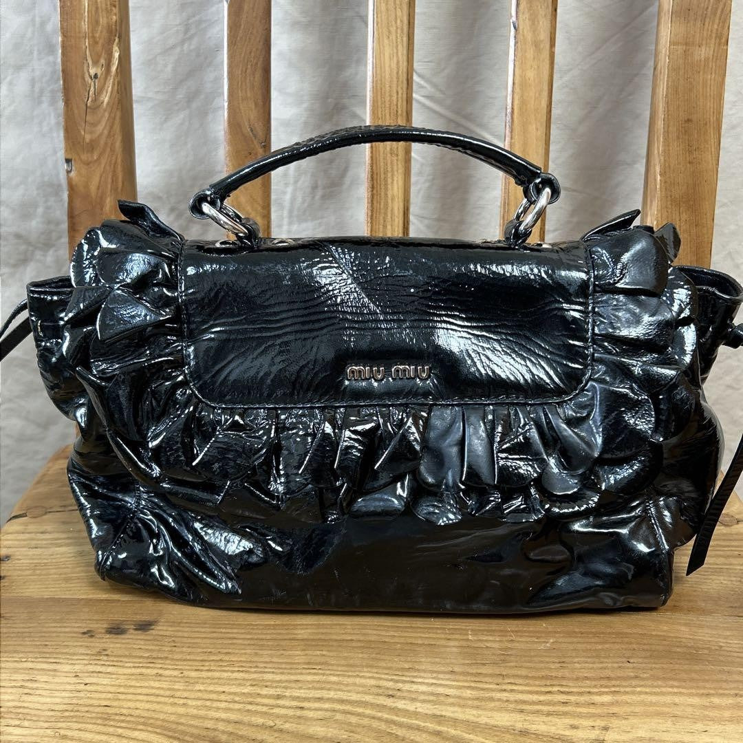 MIU MIU Hand Bag Tote Purse Black Authentic