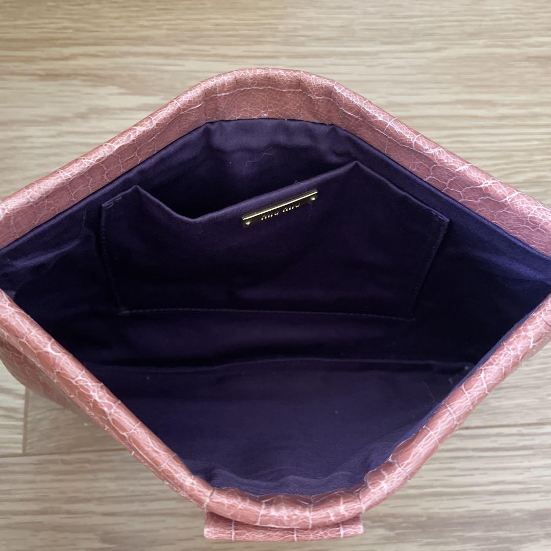 MIU MIU Clutch Bag Second Bag Logo Pink Authentic