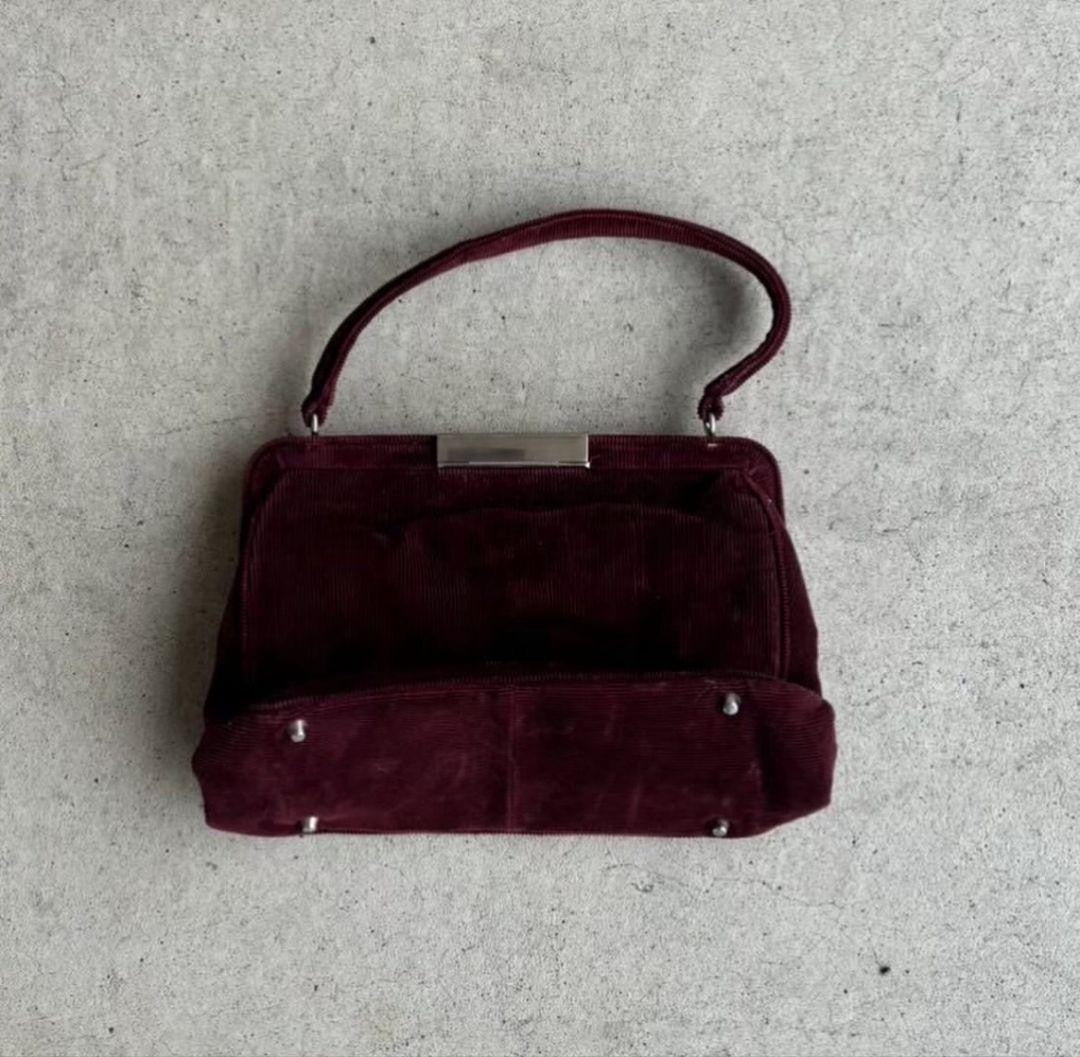 MIU MIU Hand Bag Tote Purse Hand Pouch Logo Corduroy Authentic