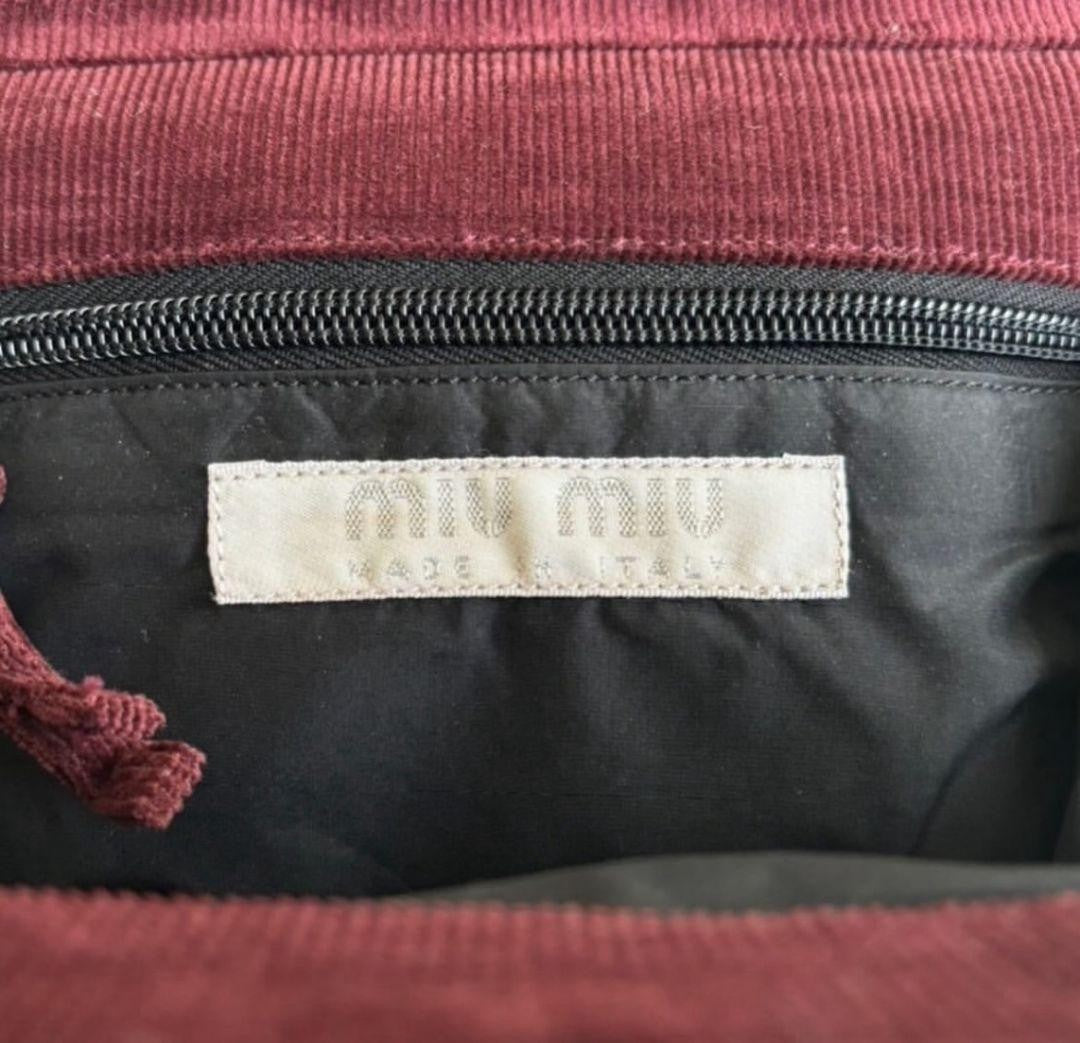 MIU MIU Hand Bag Tote Purse Hand Pouch Logo Corduroy Authentic