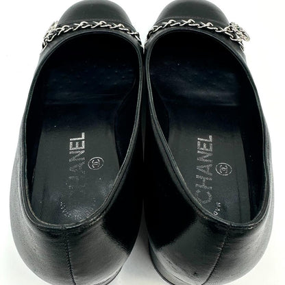 CHANEL Shoes Pumps Heel Cocomark EU 36.0 US 6.0 Leather Black Authentic