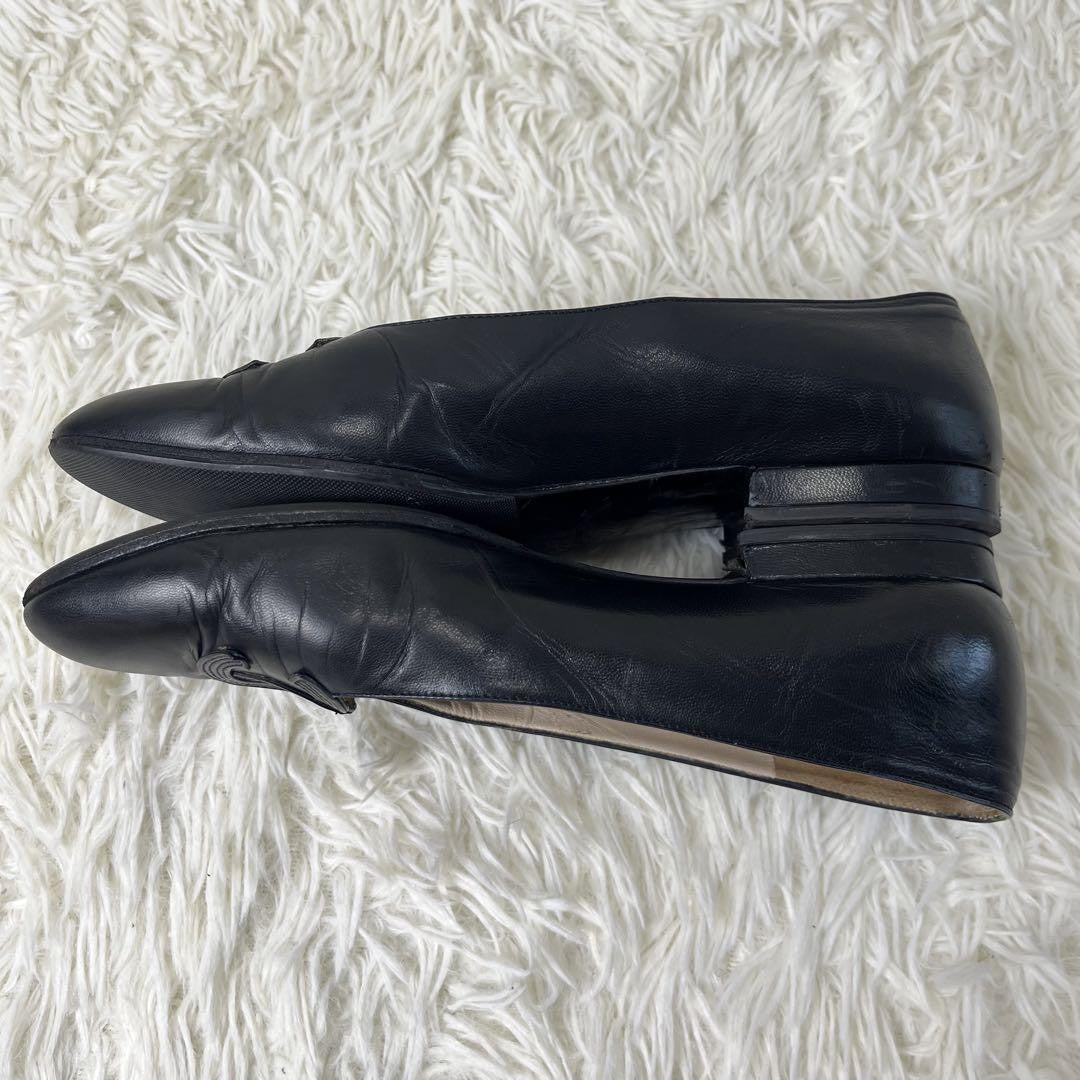 CHANEL Shoes Pumps Heel Cocomark EU 37 US 7 Leather Black Authentic