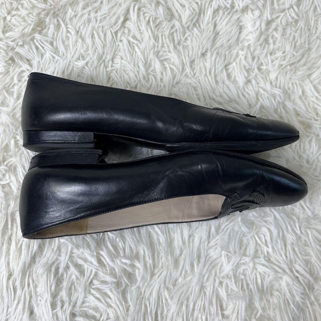 CHANEL Shoes Pumps Heel Cocomark EU 37 US 7 Leather Black Authentic