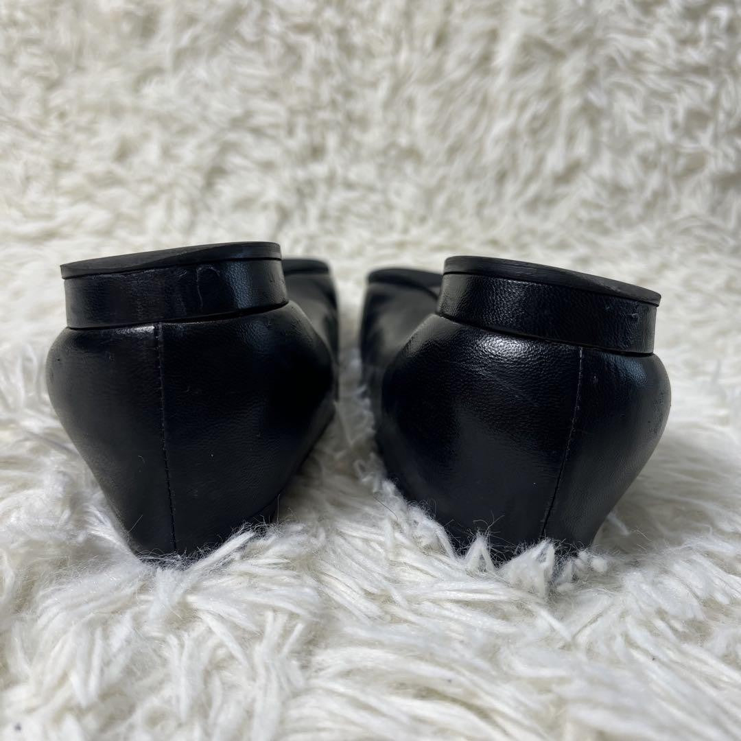 CHANEL Shoes Pumps Heel Cocomark EU 37 US 7 Leather Black Authentic