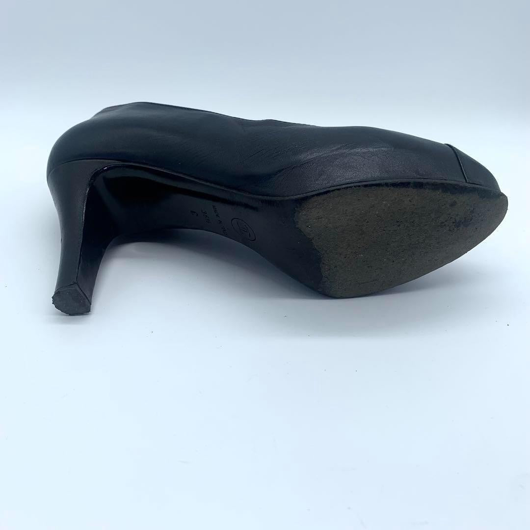 CHANEL Shoes Pumps Heel Cocomark EU 36.5 US 6.5 Black Authentic