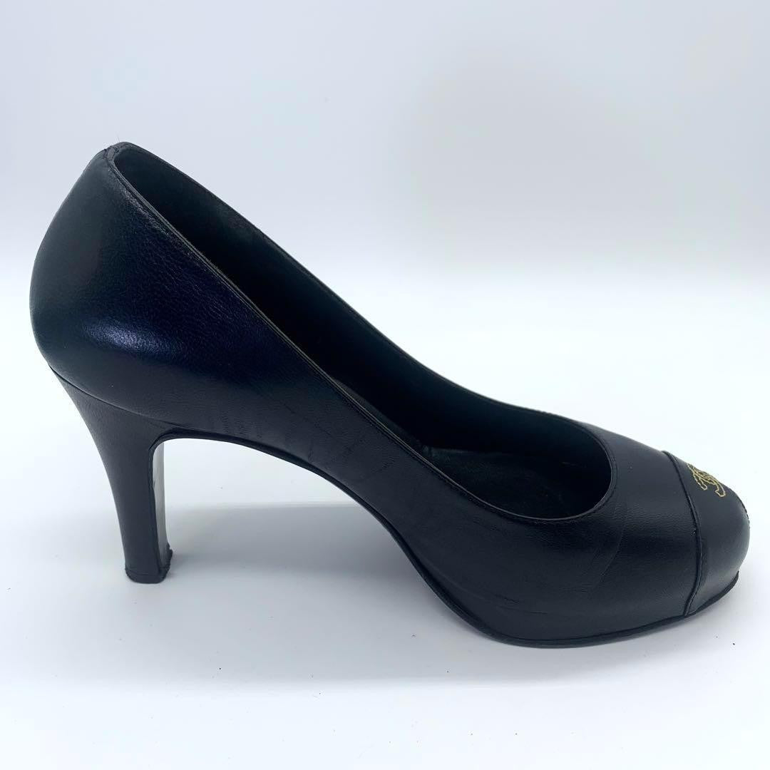 CHANEL Shoes Pumps Heel Cocomark EU 36.5 US 6.5 Black Authentic