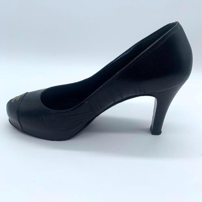 CHANEL Shoes Pumps Heel Cocomark EU 36.5 US 6.5 Black Authentic