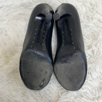 CHANEL Shoes Pumps Heel Cocomark EU 37.5 US 7.5 Black Authentic