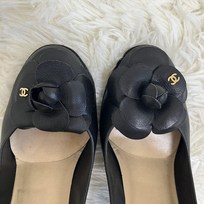 CHANEL Shoes Pumps Heel Cocomark EU 37.5 US 7.5 Black Authentic