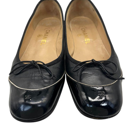 CHANEL Shoes Pumps Heel Cocomark EU 36.5 US 6.5 Patent Leather Black Authentic