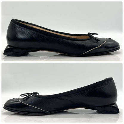 CHANEL Shoes Pumps Heel Cocomark EU 36.5 US 6.5 Patent Leather Black Authentic