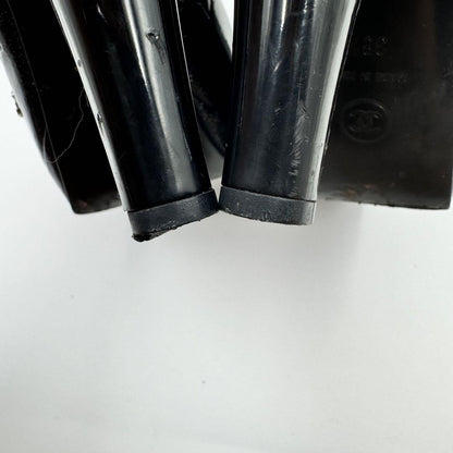 CHANEL Shoes Pumps Heel Cocomark EU 38.5 US 8.5 Patent Leather Black Authentic