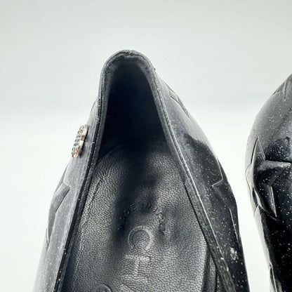 CHANEL Shoes Pumps Heel Cocomark EU 38.5 US 8.5 Patent Leather Black Authentic