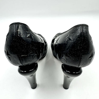 CHANEL Shoes Pumps Heel Cocomark EU 38.5 US 8.5 Patent Leather Black Authentic