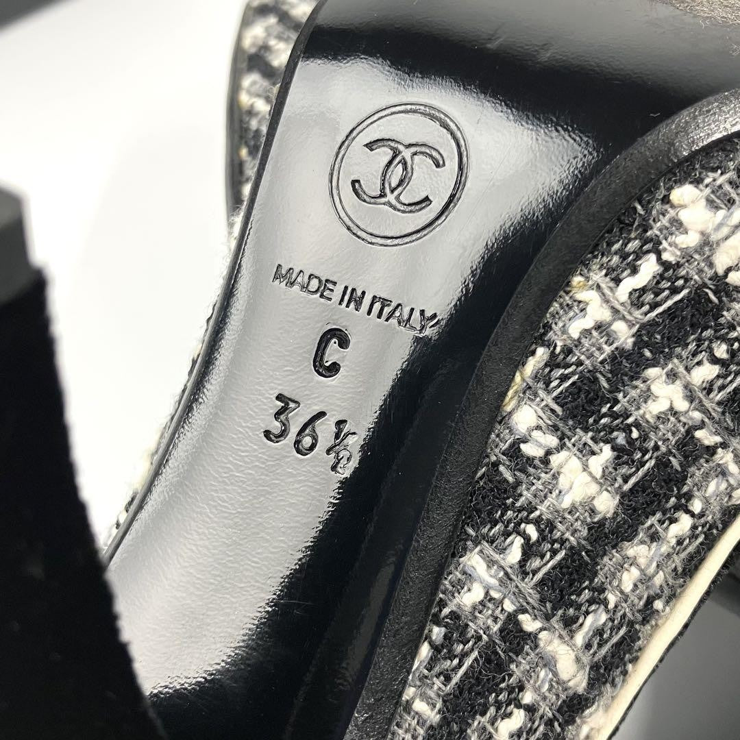 CHANEL Shoes Pumps Heel EU 36.5 US 6.5 Black Authentic