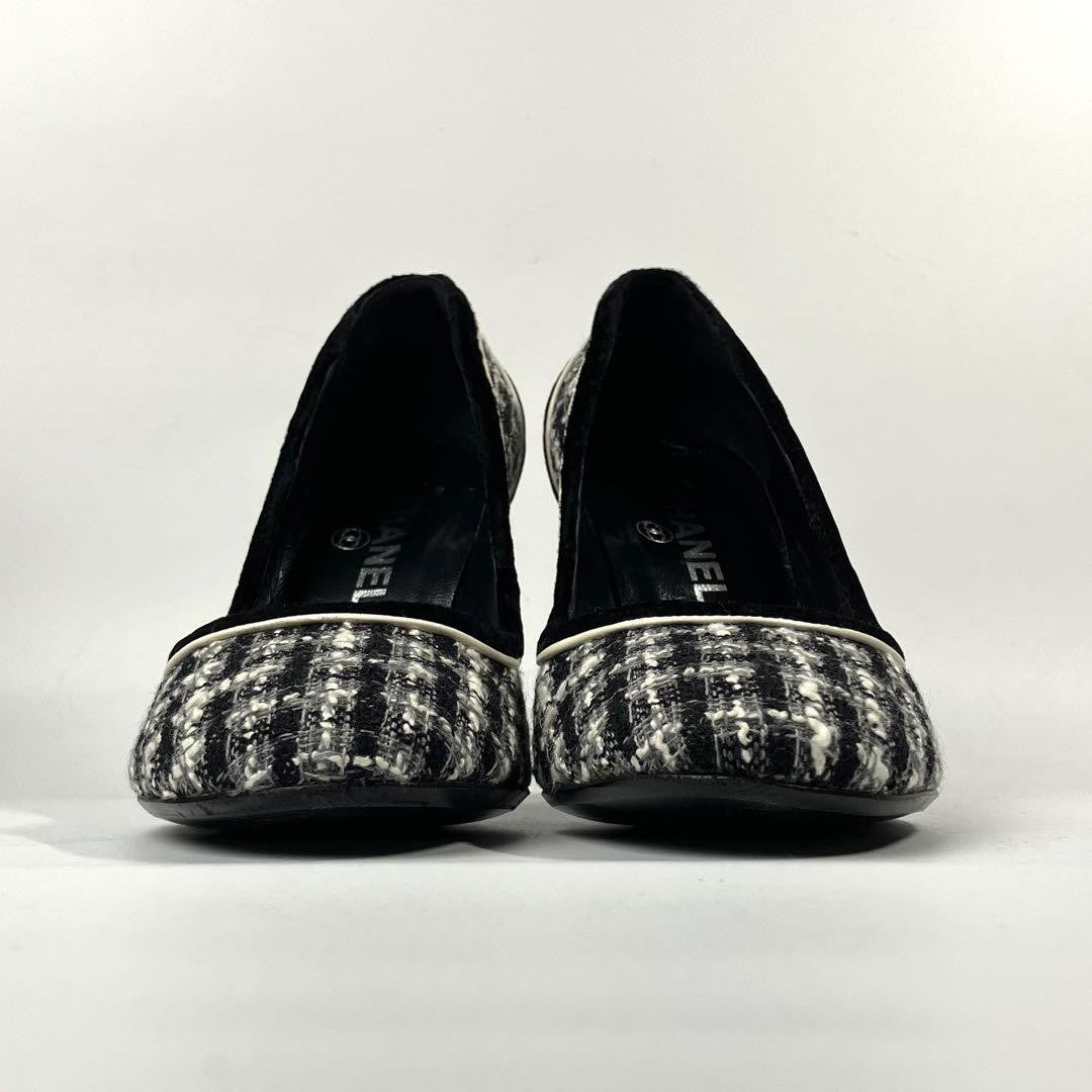 CHANEL Shoes Pumps Heel EU 36.5 US 6.5 Black Authentic