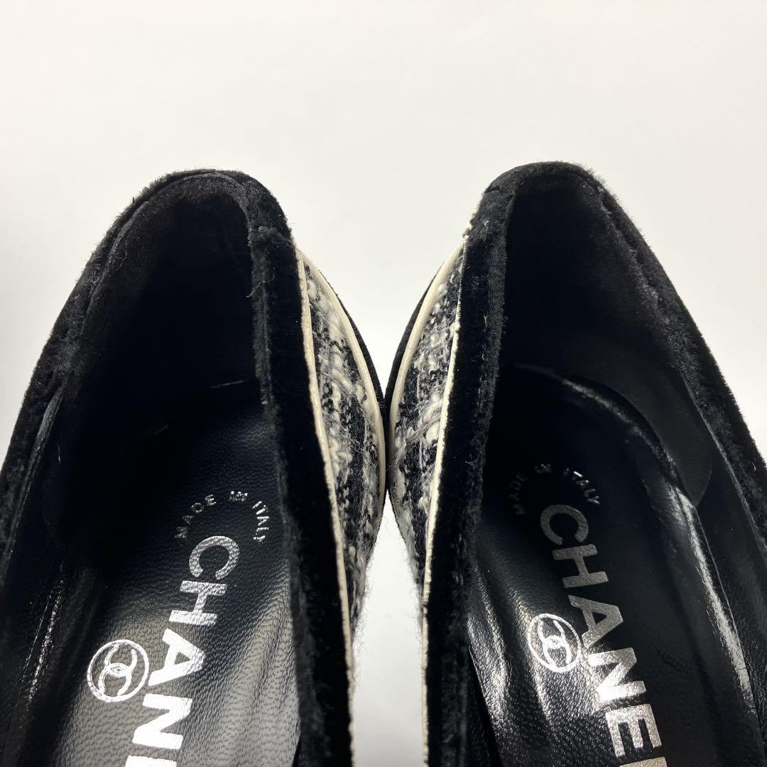 CHANEL Shoes Pumps Heel EU 36.5 US 6.5 Black Authentic