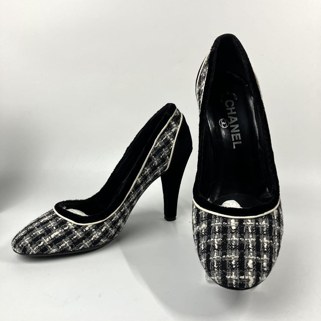 CHANEL Shoes Pumps Heel EU 36.5 US 6.5 Black Authentic