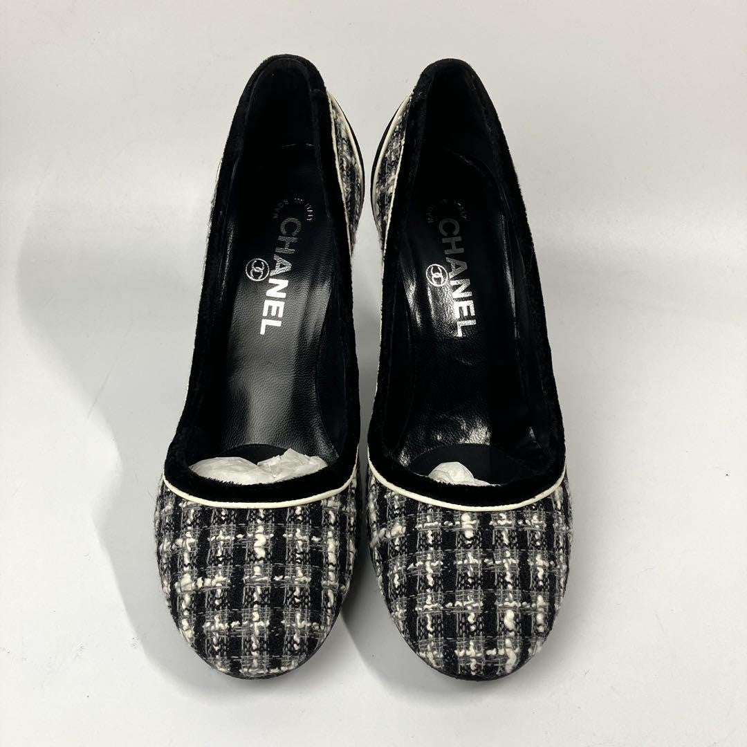 CHANEL Shoes Pumps Heel EU 36.5 US 6.5 Black Authentic