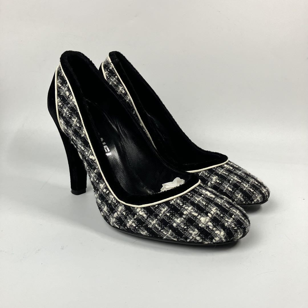 CHANEL Shoes Pumps Heel EU 36.5 US 6.5 Black Authentic