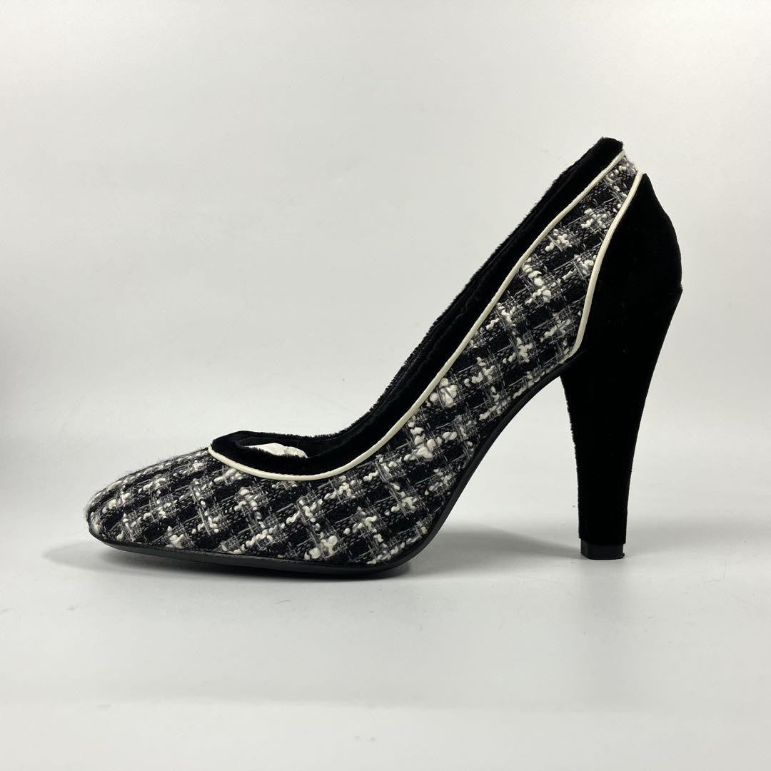 CHANEL Shoes Pumps Heel EU 36.5 US 6.5 Black Authentic