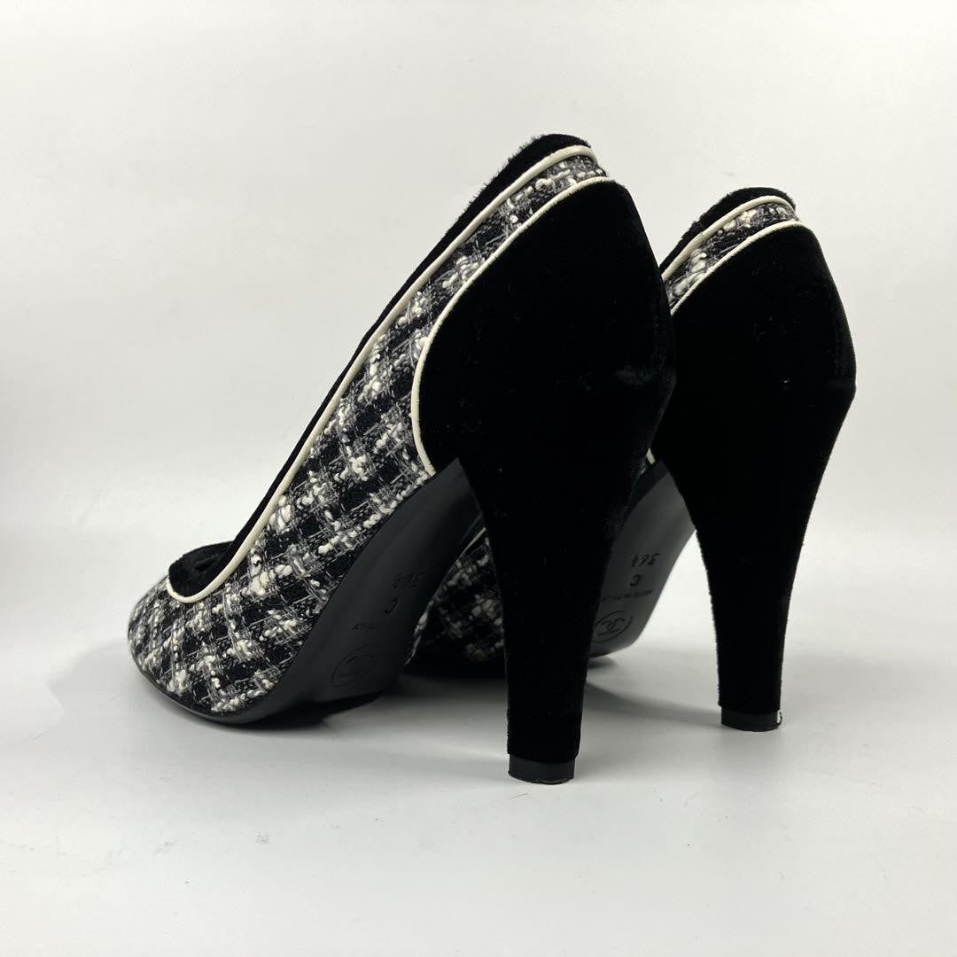 CHANEL Shoes Pumps Heel EU 36.5 US 6.5 Black Authentic