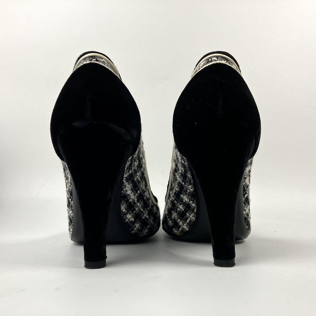 CHANEL Shoes Pumps Heel EU 36.5 US 6.5 Black Authentic