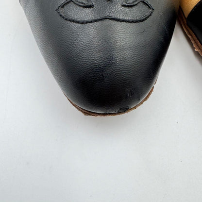 CHANEL Shoes Pumps Heel Cocomark EU 36.0 US 6.0 Leather Beige Black Authentic