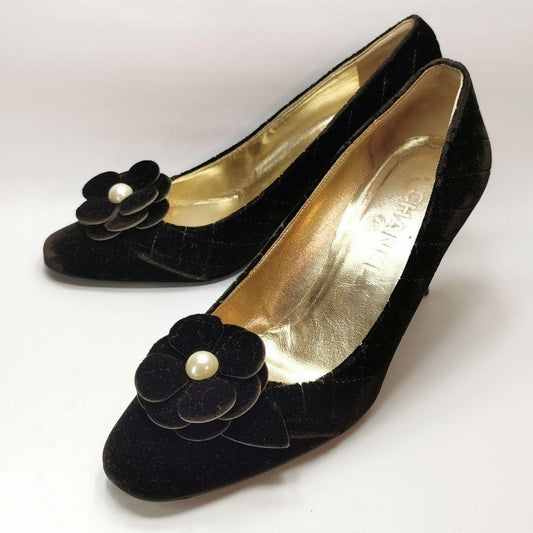 CHANEL Shoes Pumps Heel EU 36.5 US 6.5 Dark Brown Authentic