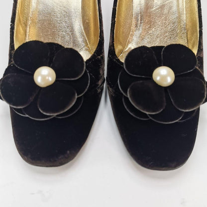 CHANEL Shoes Pumps Heel EU 36.5 US 6.5 Dark Brown Authentic