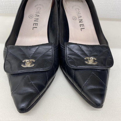 CHANEL Shoes Pumps Heel Cocomark EU 36.0 US 6.0 Black Authentic
